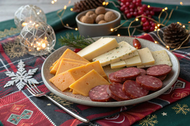 Вкусное праздничное блюдо из сыра и салями на праздничный стол - RomanZ