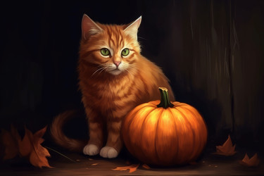 Кошка тыква искусство. Лицо вытянулось. Генерировать искусственный интеллект - yliv