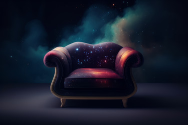 Красочный диван Nebula space. Генерировать искусственный интеллект - yliv