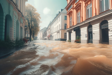 Город с высоким уровнем воды. вода реки. глубокий искусственный интеллект - yliv