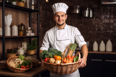 корзина шеф-повара с овощами. натуральное здоровое питание. генеративный контент - yliv
