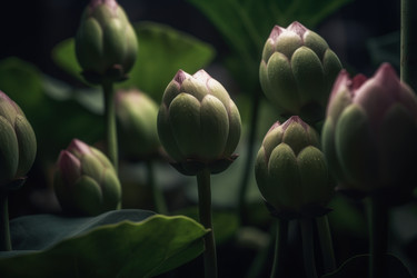 Листья лотоса распускают бутоны природы. Косметика flora. Генерировать искусственный интеллект - yliv