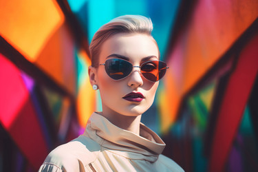 Женщина-модель в стиле футуризма. Модный красочный стиль. Генерация ИИ - yliv