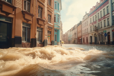 Высокий уровень воды на городских улицах. Генерировать искусственный интеллект - yliv