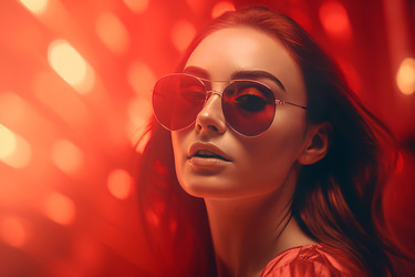 Женщина с красным солнечным чувством. Генерировать искусственный интеллект - yliv