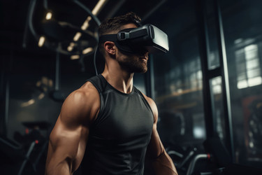 Веселый тренажерный зал Man vr glass. Генерировать искусственный интеллект - yliv