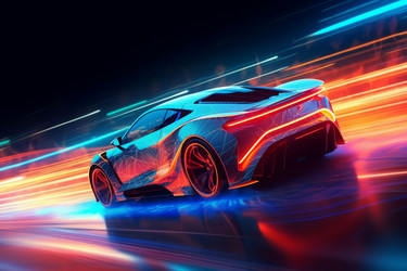 Футуристический спортивный неоновый автомобиль. Генерировать искусственный интеллект - yliv