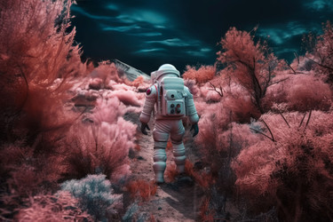 Розовая поверхность планеты астронавта. Генерировать искусственный интеллект - yliv