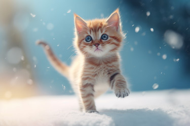 Котенок прыгает зимним видом. Генерировать искусственный интеллект - yliv