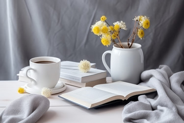 Уютная книжная ваза для свечей. Теплая чашка. Генерировать искусственный интеллект - yliv