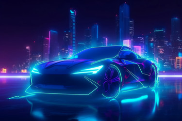 Автомобиль будущего неоновый. Генерировать искусственный интеллект - yliv
