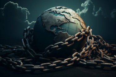 Земной шар в цепочке облаков. Генерировать искусственный интеллект - yliv