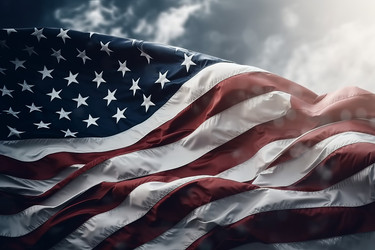 Развевающийся флаг США машет рукой. Гордость патриота. Генерировать искусственный интеллект - yliv