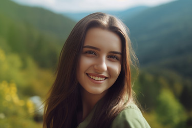 Смуглая женщина улыбается. Улыбка студента. Генерировать искусственный интеллект - yliv
