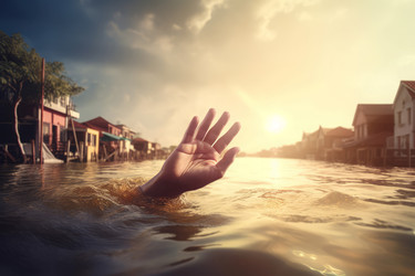 город затоплен паводковыми водами. генеративный контент - yliv