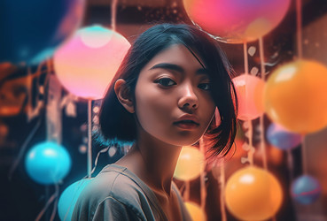 китайская девушка с мечтательным прошлым. генеративный контент - yliv