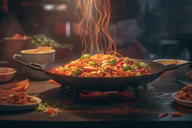 кухня азиатского ресторана. горячая кухня. генеративный контент - yliv