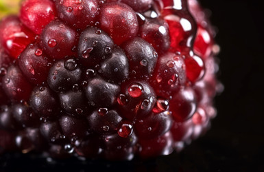 BlackBerry красный капли воды. Летние фрукты. Создать ИИ - yliv