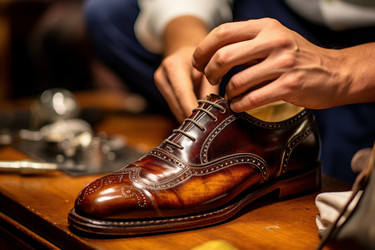 Shoe luxury polishing closeup master. Generate Ai - yliv
