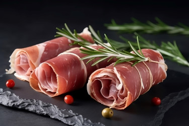 Прокат нарезанный хамон, мясные деликатесы. Создать ИИ - yliv