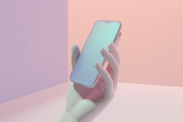 Рука, держащая смартфон. Показывающий экран. Генерировать искусственный интеллект - yliv