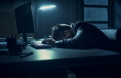 генеральный директор спит на столе лицом вниз. генеративный контент - yliv