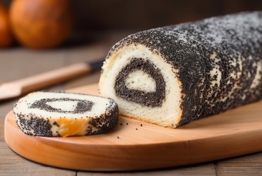 Poppy seed roll dessert. Xmas sugar. Generate Ai - yliv
