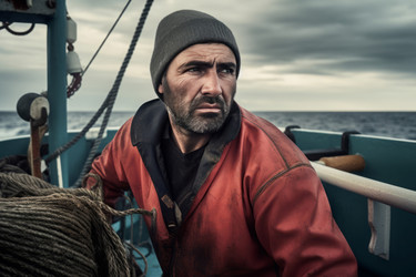 Рыбак на лодке в море. Морской пехотинец. Генерировать искусственный интеллект - yliv