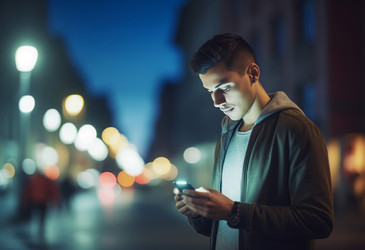 уличный смартфон красивого мужчины. генеративный контент - yliv