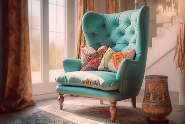 Уютная изогнутый tufted мягкий стул. Отдохнуть современном стиле Мебель для гостиной украшения. Создать ИИ - yliv