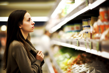 Женщина делает покупки в продуктовом супермаркете. Генерировать искусственный интеллект - yliv