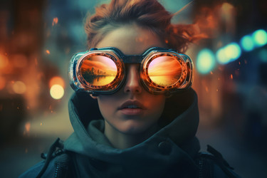 Женские очки отражают современную моду. Космическая маска. Генерировать искусственный интеллект - yliv