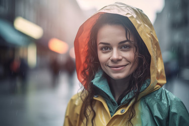 счастливая позитивная женщина в плаще. генеративный контент - yliv