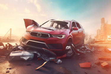 Автомобильная авария на дороге. Травма в результате дорожно-транспортного происшествия. Генерировать искусственный интеллект - yliv