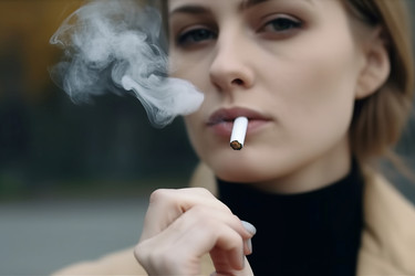 Снимок женщины, курящей сигарету крупным планом. Генерировать искусственный интеллект - yliv