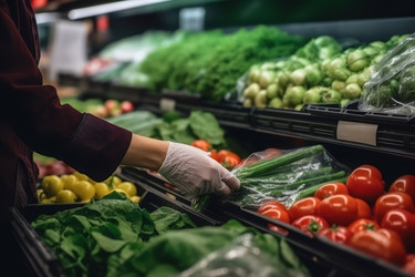 Отдел рынка органической овощной продукции. Продуктовый отдел витаминов в продуктовом супермаркете. Генерировать искусственный интеллект - yliv