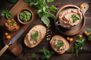 Нарезаем ломтиками хлеб для приготовления паштета. Утиное мясо. Генерировать искусственный интеллект - yliv