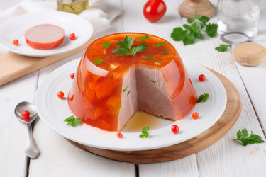 Русское мясное желе. Блюдо из холодной свинины. Генерировать искусственный интеллект - yliv