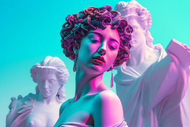 Vaporwave статуя красивой женщины. Модель ультрамодной. Генерировать искусственный интеллект - yliv