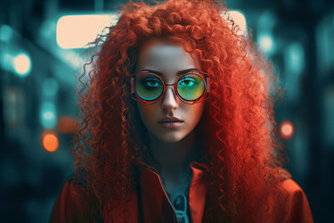 молодая женщина с вьющимися рыжими волосами. генеративный контент - yliv