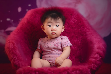 Baby dressed pink sofa. Generate Ai - yliv