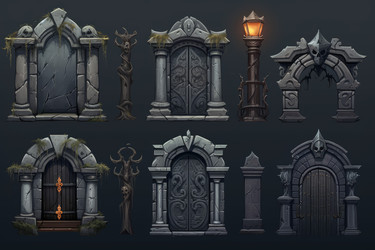Игровой актив Vampire gate с аркой. Стена кино. Генерировать искусственный интеллект - yliv