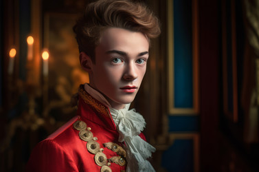 Версальский фотопортрет 18-летнего сына. Классический французский красочный костюм. Генерировать искусственный интеллект - yliv