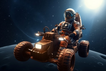 астронавт за рулем автомобиля в космосе. генеративный контент - yliv