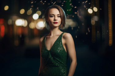 Модельное зеленое платье. Генерировать искусственный интеллект - yliv