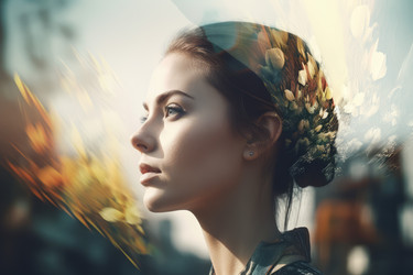 Женщина с двойной экспозицией. Лицо девушки. Генерировать искусственный интеллект - yliv