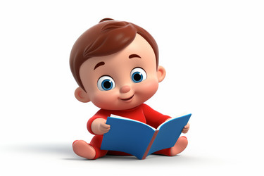 3d мультяшный малыш читает новую книгу. Генерировать искусственный интеллект - yliv