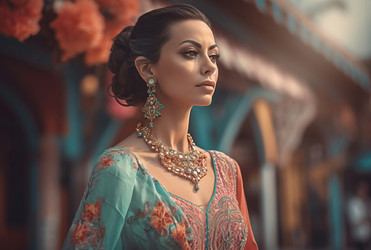 Красивая дама с замысловатой улице портрет. Создать ИИ - yliv