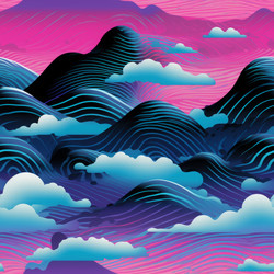 Бесшовный баннер vaporwave mountains неонового цвета. Генерировать искусственный интеллект - yliv