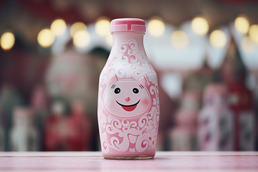Кавайная розовая бутылочка для молока с милой упаковкой smile. Генерировать искусственный интеллект - yliv